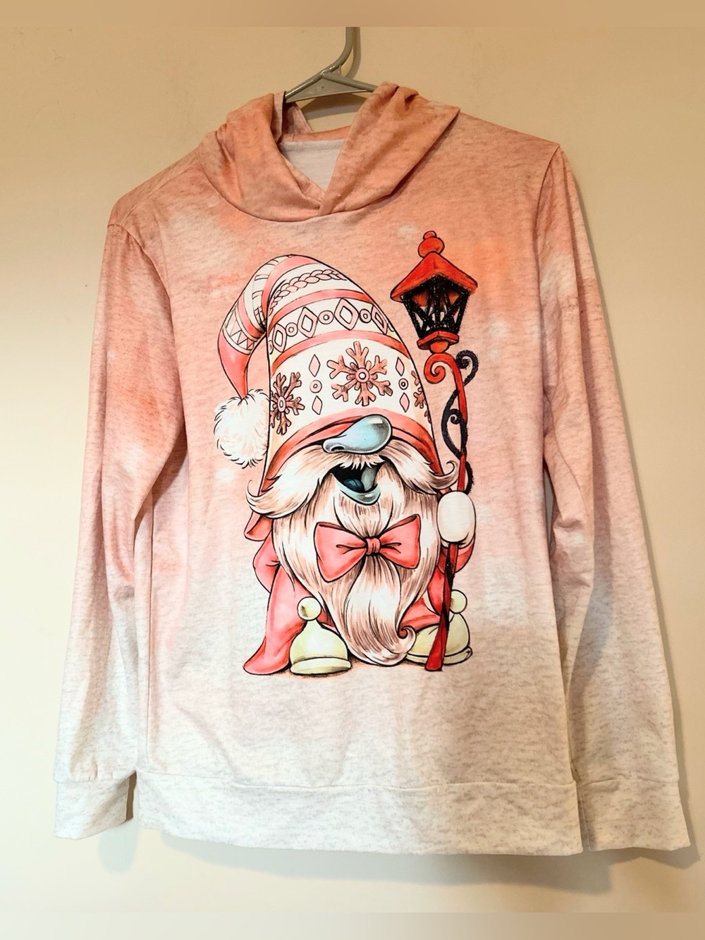 Women’s Pink Ombre Holiday Gnome Hoodie Sweater